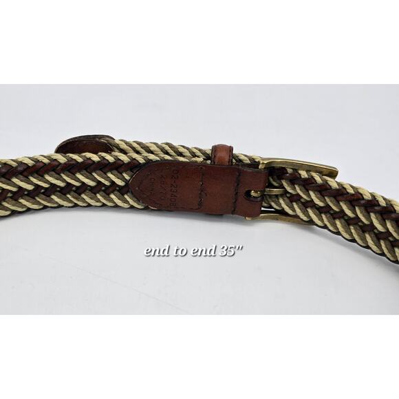 Vintage 90's Braided Woven Belt – Brass Buckle & Leather Trim – 28" - Picture 4 of 4